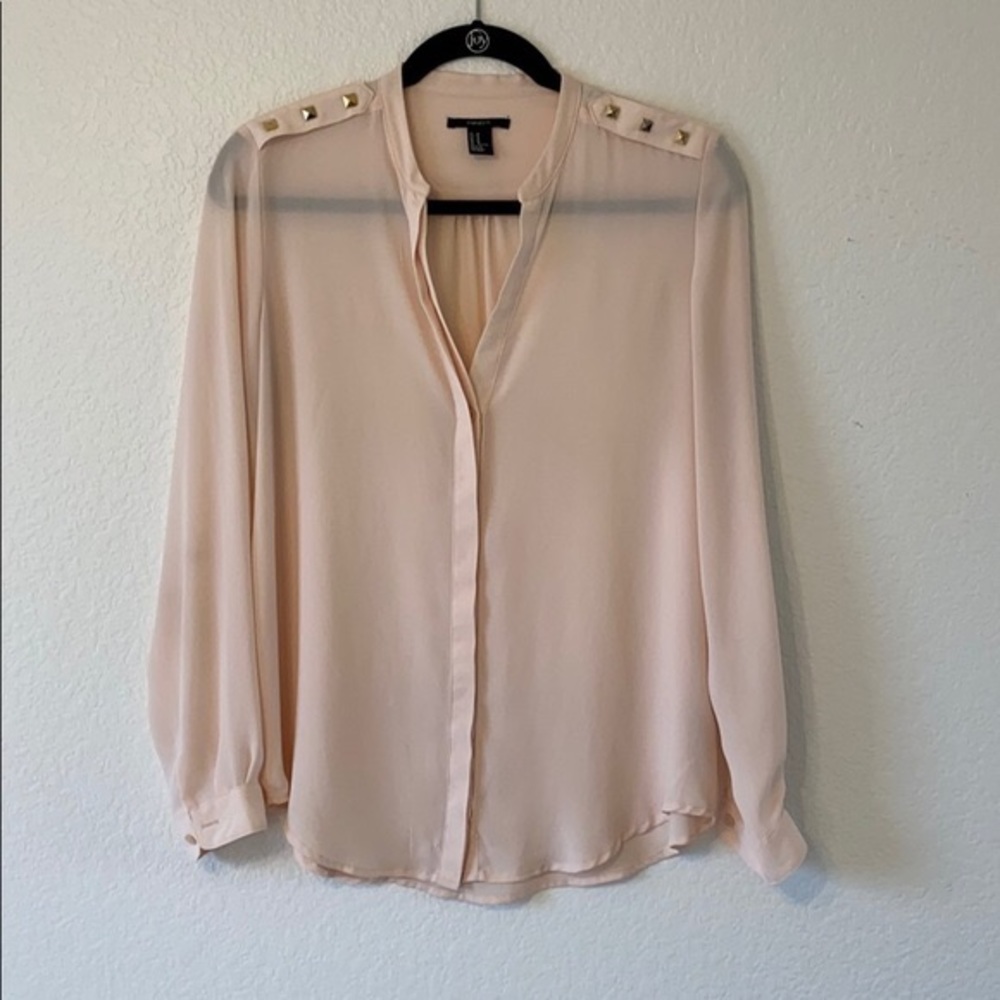 Forever 21 Peach Blouse with Gold Studs - size M